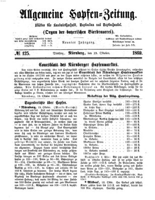 Allgemeine Hopfen-Zeitung Dienstag 19. Oktober 1869