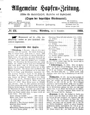 Allgemeine Hopfen-Zeitung Dienstag 2. November 1869