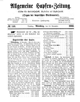 Allgemeine Hopfen-Zeitung Dienstag 23. November 1869