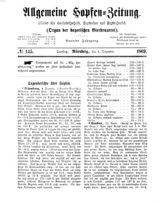 Allgemeine Hopfen-Zeitung Samstag 4. Dezember 1869