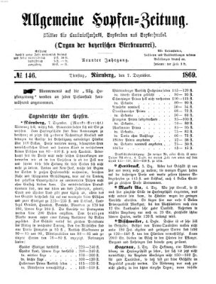 Allgemeine Hopfen-Zeitung Dienstag 7. Dezember 1869