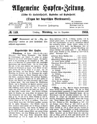 Allgemeine Hopfen-Zeitung Dienstag 14. Dezember 1869