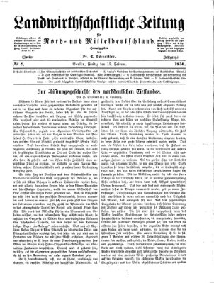 Landwirthschaftliche Zeitung für Nord- und Mittel-Deutschland Freitag 15. Februar 1856