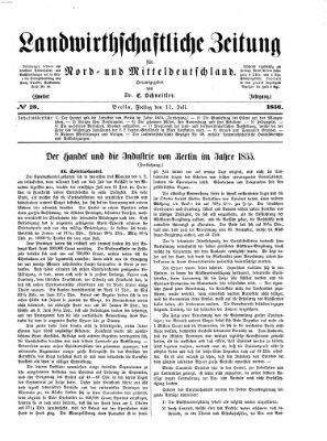 Landwirthschaftliche Zeitung für Nord- und Mittel-Deutschland Freitag 11. Juli 1856