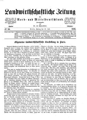 Landwirthschaftliche Zeitung für Nord- und Mittel-Deutschland Freitag 18. Juli 1856