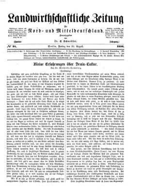 Landwirthschaftliche Zeitung für Nord- und Mittel-Deutschland Freitag 22. August 1856