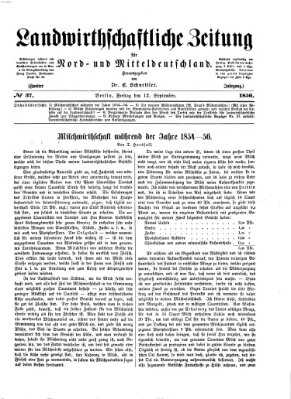 Landwirthschaftliche Zeitung für Nord- und Mittel-Deutschland Freitag 12. September 1856