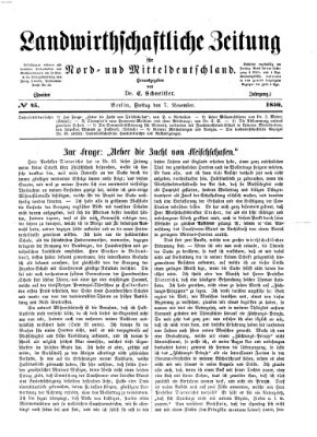 Landwirthschaftliche Zeitung für Nord- und Mittel-Deutschland Freitag 7. November 1856