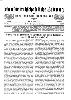 Landwirthschaftliche Zeitung für Nord- und Mittel-Deutschland Freitag 21. November 1856