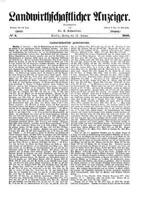 Landwirthschaftliche Zeitung für Nord- und Mittel-Deutschland Freitag 11. Januar 1856