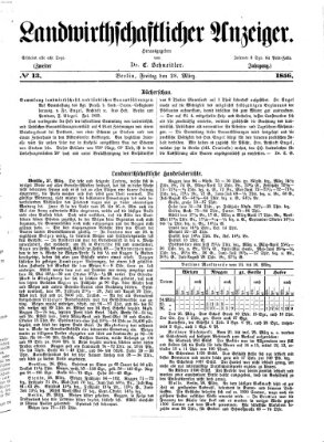 Landwirthschaftliche Zeitung für Nord- und Mittel-Deutschland Freitag 28. März 1856