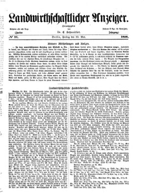 Landwirthschaftliche Zeitung für Nord- und Mittel-Deutschland Freitag 23. Mai 1856