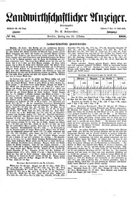 Landwirthschaftliche Zeitung für Nord- und Mittel-Deutschland Freitag 31. Oktober 1856