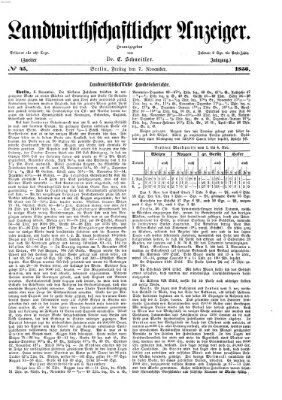 Landwirthschaftliche Zeitung für Nord- und Mittel-Deutschland Freitag 7. November 1856