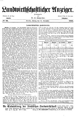 Landwirthschaftliche Zeitung für Nord- und Mittel-Deutschland Freitag 14. November 1856