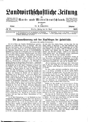 Landwirthschaftliche Zeitung für Nord- und Mittel-Deutschland Freitag 24. April 1857