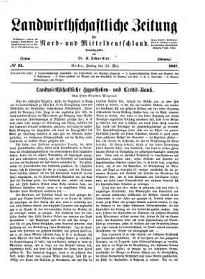 Landwirthschaftliche Zeitung für Nord- und Mittel-Deutschland Freitag 22. Mai 1857