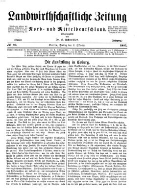 Landwirthschaftliche Zeitung für Nord- und Mittel-Deutschland Freitag 2. Oktober 1857