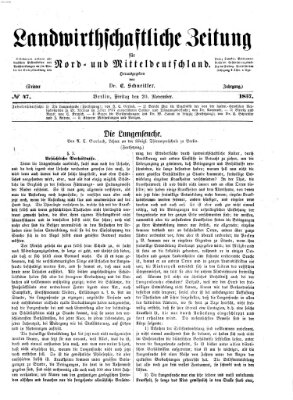 Landwirthschaftliche Zeitung für Nord- und Mittel-Deutschland Freitag 20. November 1857