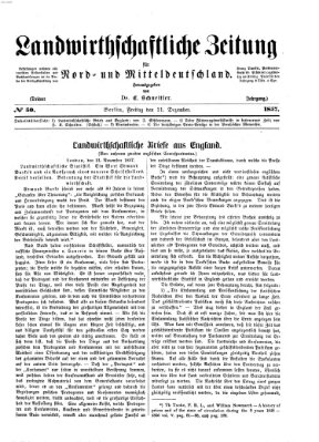 Landwirthschaftliche Zeitung für Nord- und Mittel-Deutschland Freitag 11. Dezember 1857