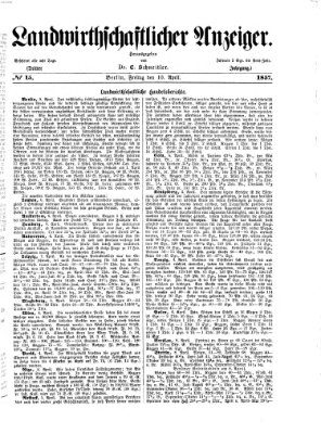 Landwirthschaftliche Zeitung für Nord- und Mittel-Deutschland Freitag 10. April 1857