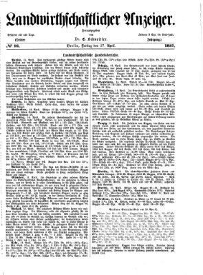 Landwirthschaftliche Zeitung für Nord- und Mittel-Deutschland Freitag 17. April 1857