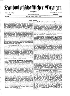 Landwirthschaftliche Zeitung für Nord- und Mittel-Deutschland Freitag 3. Juli 1857