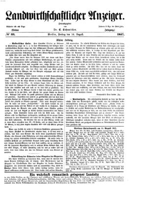 Landwirthschaftliche Zeitung für Nord- und Mittel-Deutschland Freitag 14. August 1857
