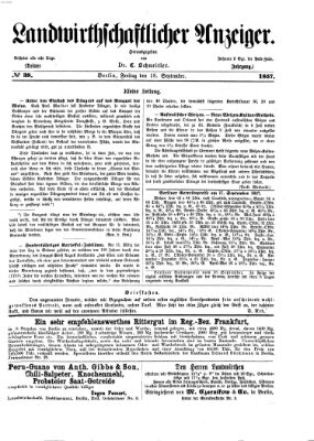 Landwirthschaftliche Zeitung für Nord- und Mittel-Deutschland Freitag 18. September 1857