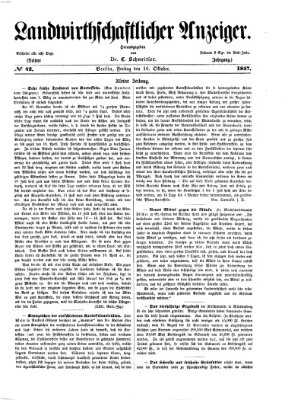 Landwirthschaftliche Zeitung für Nord- und Mittel-Deutschland Freitag 16. Oktober 1857