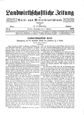 Landwirthschaftliche Zeitung für Nord- und Mittel-Deutschland Donnerstag 11. Februar 1858