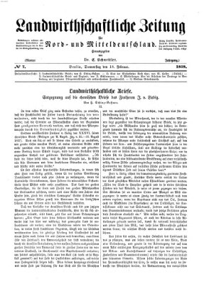 Landwirthschaftliche Zeitung für Nord- und Mittel-Deutschland Donnerstag 18. Februar 1858