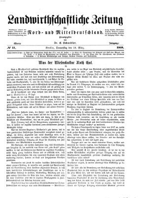 Landwirthschaftliche Zeitung für Nord- und Mittel-Deutschland Donnerstag 18. März 1858