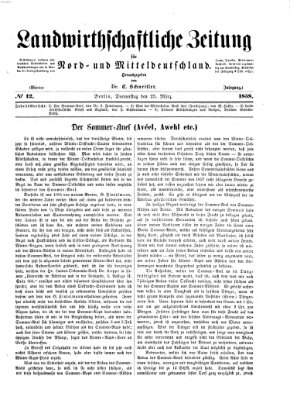 Landwirthschaftliche Zeitung für Nord- und Mittel-Deutschland Donnerstag 25. März 1858