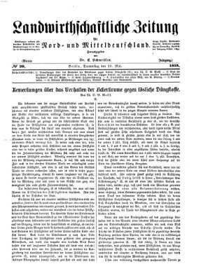 Landwirthschaftliche Zeitung für Nord- und Mittel-Deutschland Donnerstag 20. Mai 1858