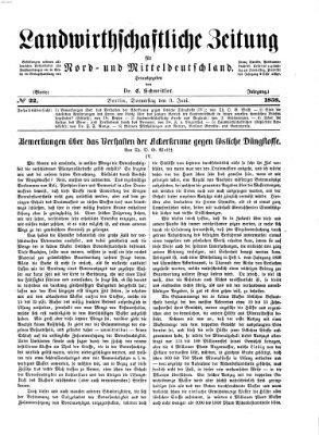 Landwirthschaftliche Zeitung für Nord- und Mittel-Deutschland Donnerstag 3. Juni 1858