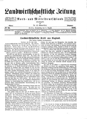 Landwirthschaftliche Zeitung für Nord- und Mittel-Deutschland Donnerstag 5. August 1858