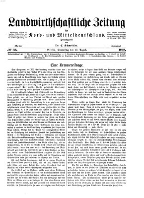 Landwirthschaftliche Zeitung für Nord- und Mittel-Deutschland Donnerstag 19. August 1858