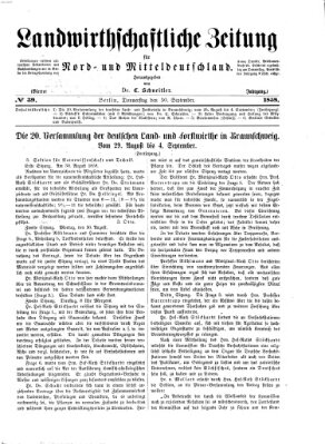 Landwirthschaftliche Zeitung für Nord- und Mittel-Deutschland Donnerstag 30. September 1858