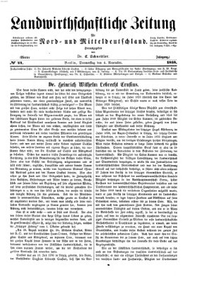 Landwirthschaftliche Zeitung für Nord- und Mittel-Deutschland Donnerstag 4. November 1858