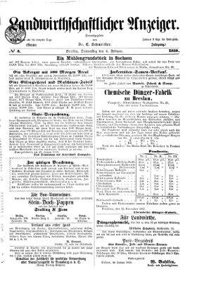 Landwirthschaftliche Zeitung für Nord- und Mittel-Deutschland Donnerstag 4. Februar 1858