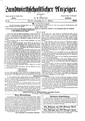 Landwirthschaftliche Zeitung für Nord- und Mittel-Deutschland Donnerstag 11. Februar 1858