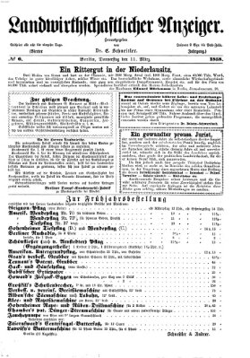 Landwirthschaftliche Zeitung für Nord- und Mittel-Deutschland Donnerstag 11. März 1858