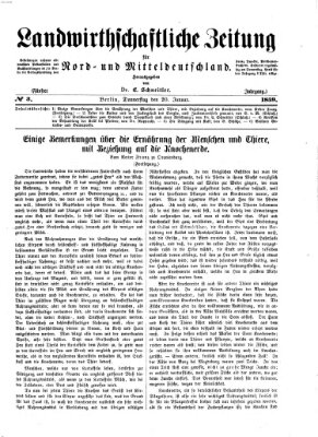 Landwirthschaftliche Zeitung für Nord- und Mittel-Deutschland Donnerstag 20. Januar 1859