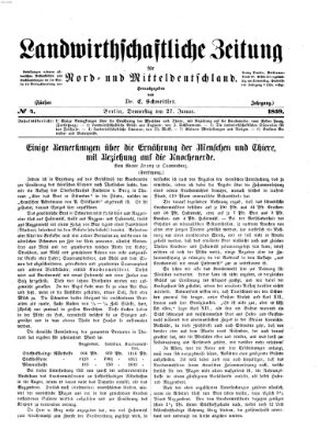 Landwirthschaftliche Zeitung für Nord- und Mittel-Deutschland Donnerstag 27. Januar 1859