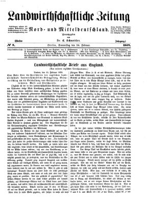 Landwirthschaftliche Zeitung für Nord- und Mittel-Deutschland Donnerstag 24. Februar 1859