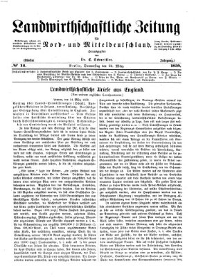 Landwirthschaftliche Zeitung für Nord- und Mittel-Deutschland Donnerstag 24. März 1859