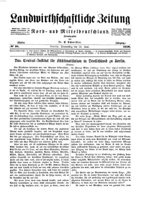 Landwirthschaftliche Zeitung für Nord- und Mittel-Deutschland Donnerstag 16. Juni 1859