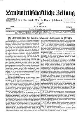 Landwirthschaftliche Zeitung für Nord- und Mittel-Deutschland Donnerstag 14. Juli 1859