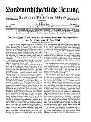 Landwirthschaftliche Zeitung für Nord- und Mittel-Deutschland Donnerstag 27. Oktober 1859